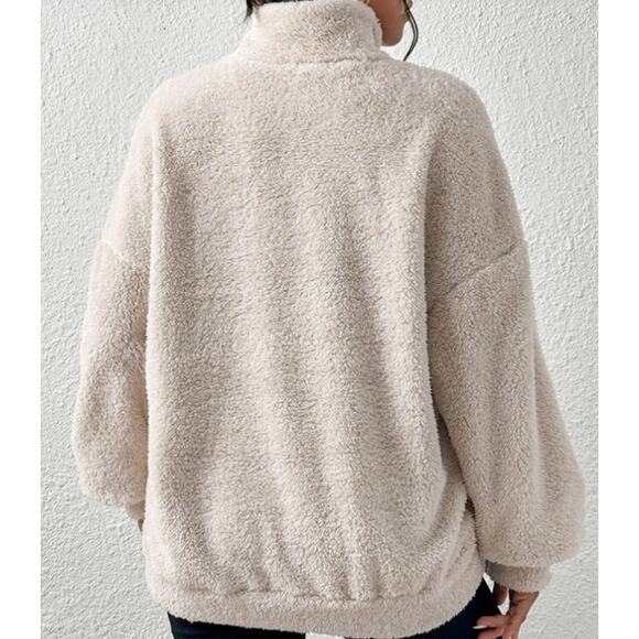 Casual Plush Stand Collar Pocket Sweatshirt | Size Medium | Chicgenes - Picture 3 of 5